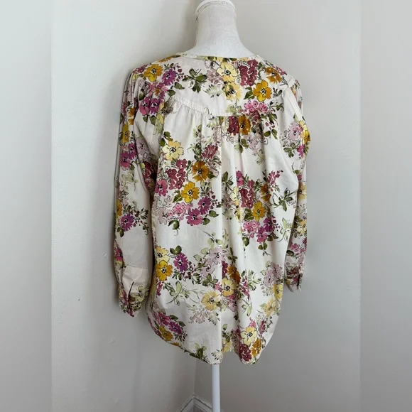 Johnny Was Isabella Cotton Blouse In Multicolor Floral Size Large